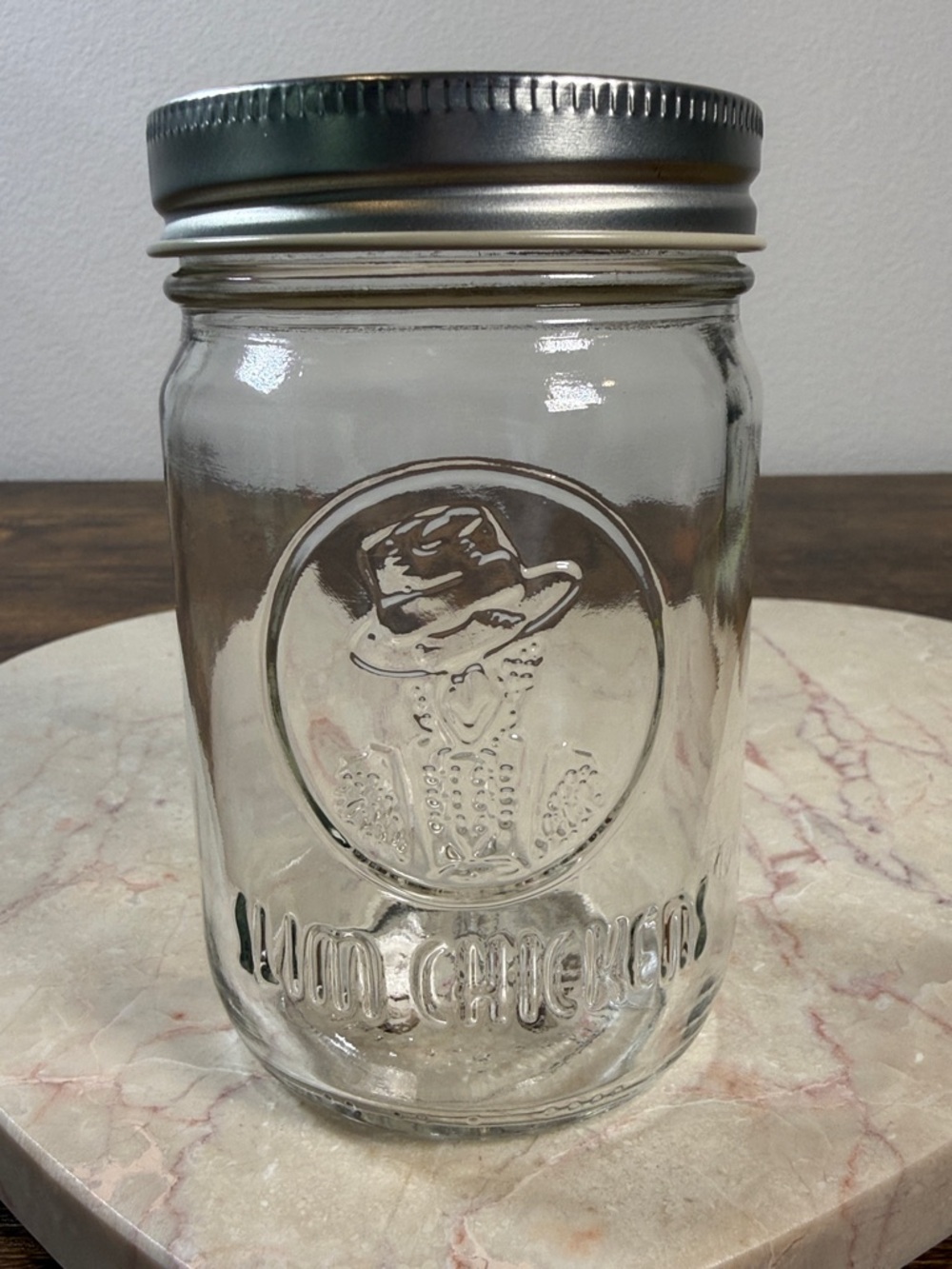 Vintage Ball Mason Jar with Metal Lid - Clear Glass